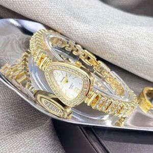 Anthropologie Gold Teardrop Crystal-Embellished Bracelet Watch
